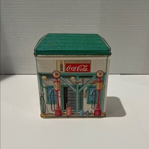 Vintage Coca Cola Retro Tin Box - Green and Red